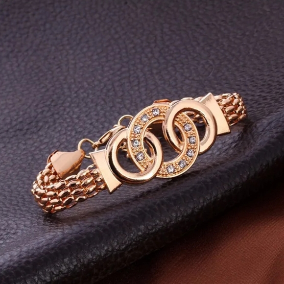 Necklace Bracelet Earrings Ring Set, Gold Plated Ensemble for Women - Picture 5 of 8